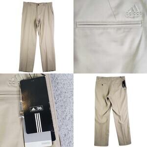 Adidas Pants Mens 35X32 Tan Chino Climalite Stretch Golf Performance 3 Stripes